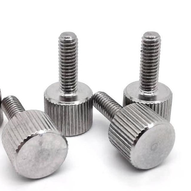 Stainless steel non-standard custom hand screw flat head big cap straight head round knurled hand screw