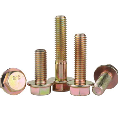 Hexagon head flange bolt flat brain auto screw Color zinc plus series 8.8 GB5789